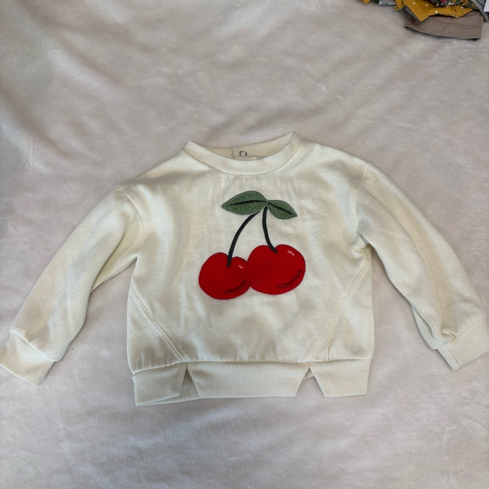 Baby Girl Madison Layne Sweatshirt 18M Red Cherry Applique